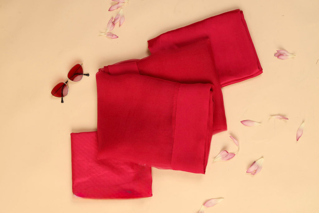 Hot Pink Organza Saree