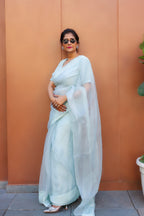 Pale Blue Organza Saree