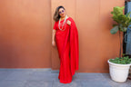 Red Chiffon Saree