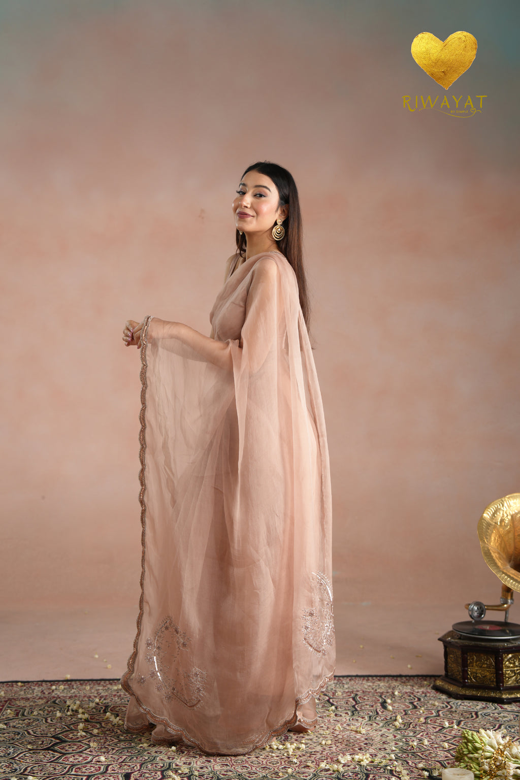 Dusty Blush Zari Saree