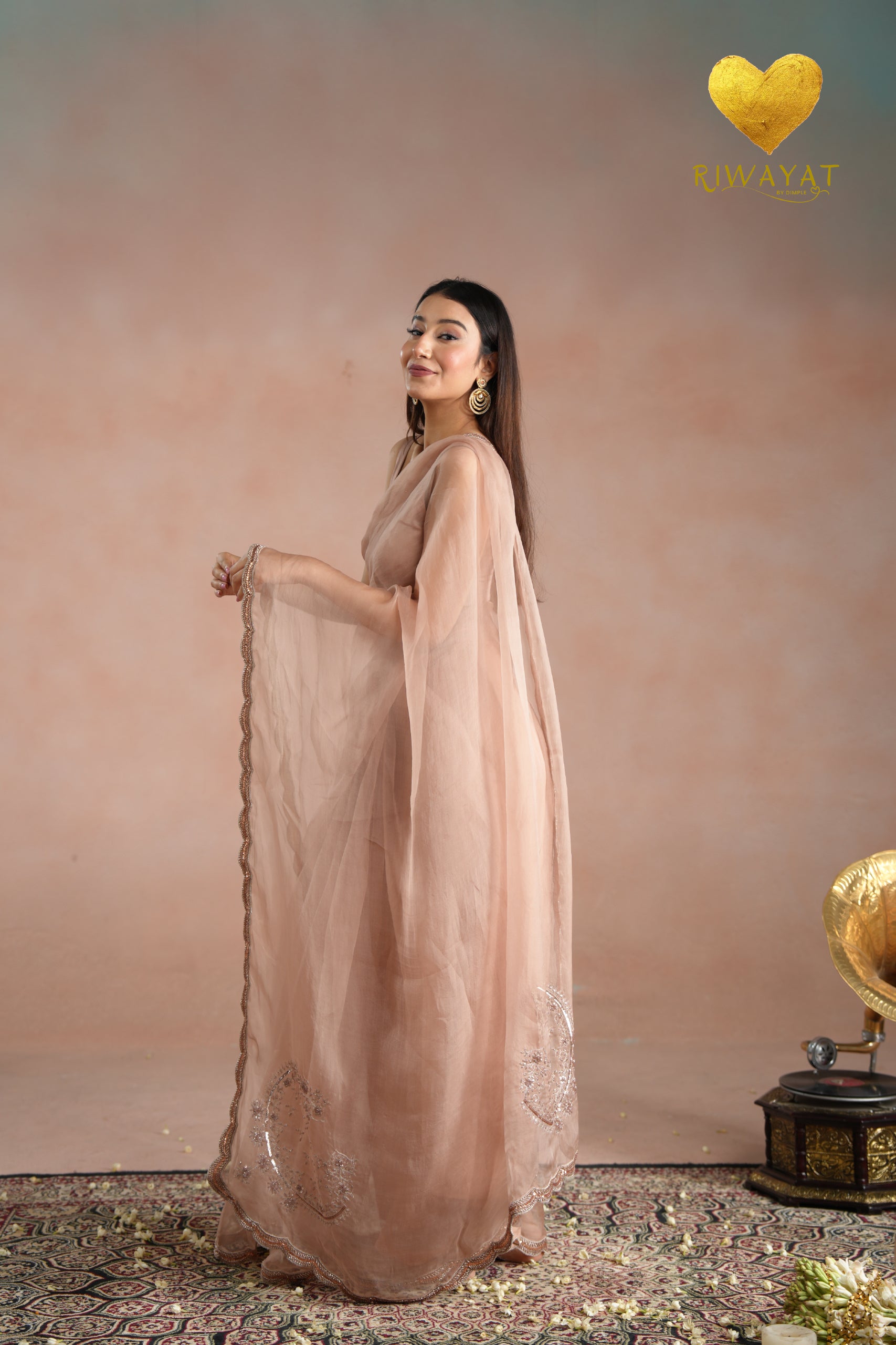 Dusty Blush Zari Saree