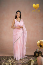 Silver Cutdana Embroidered Organza Saree