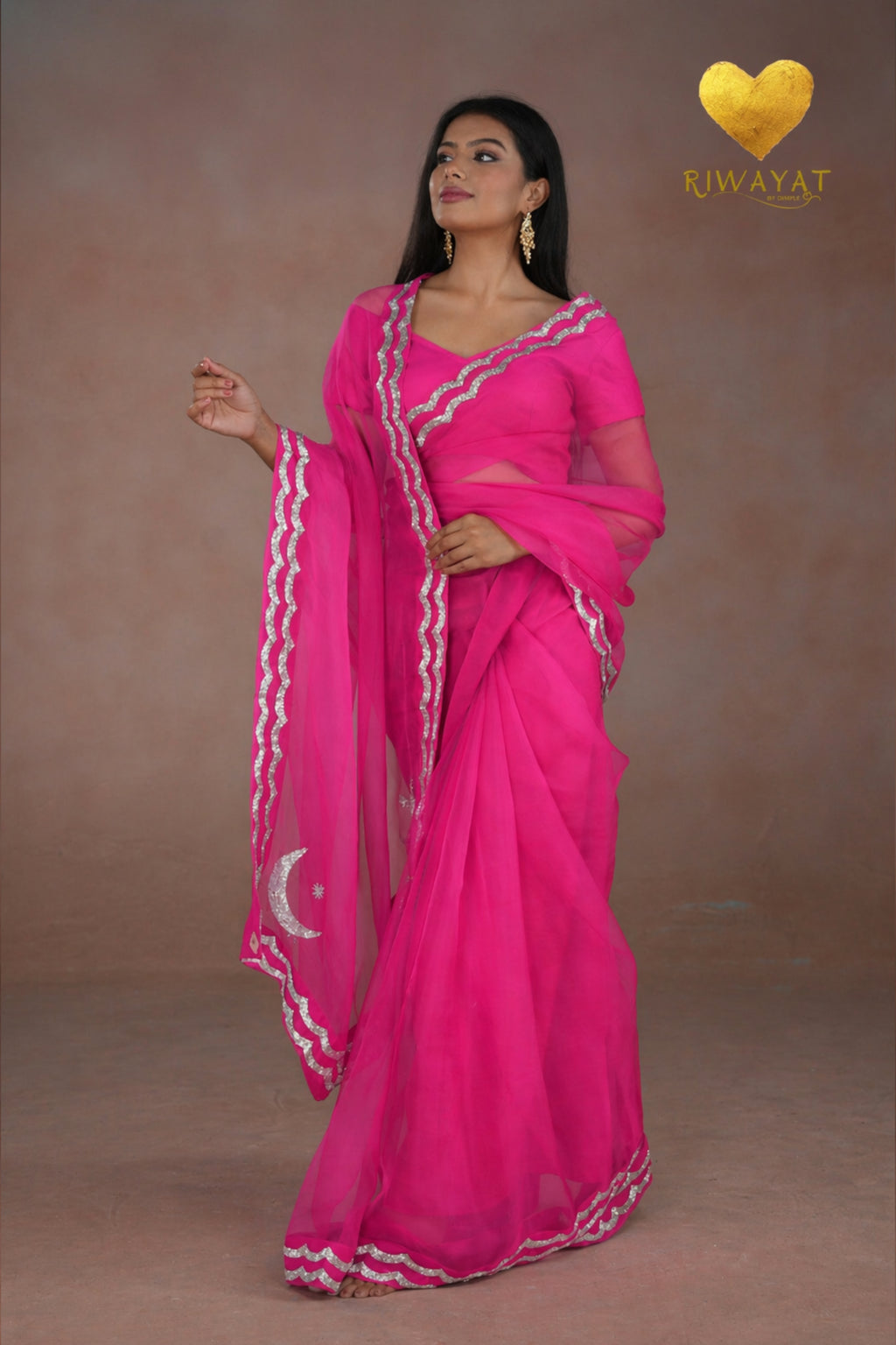 Silver & Gold Edge Saree