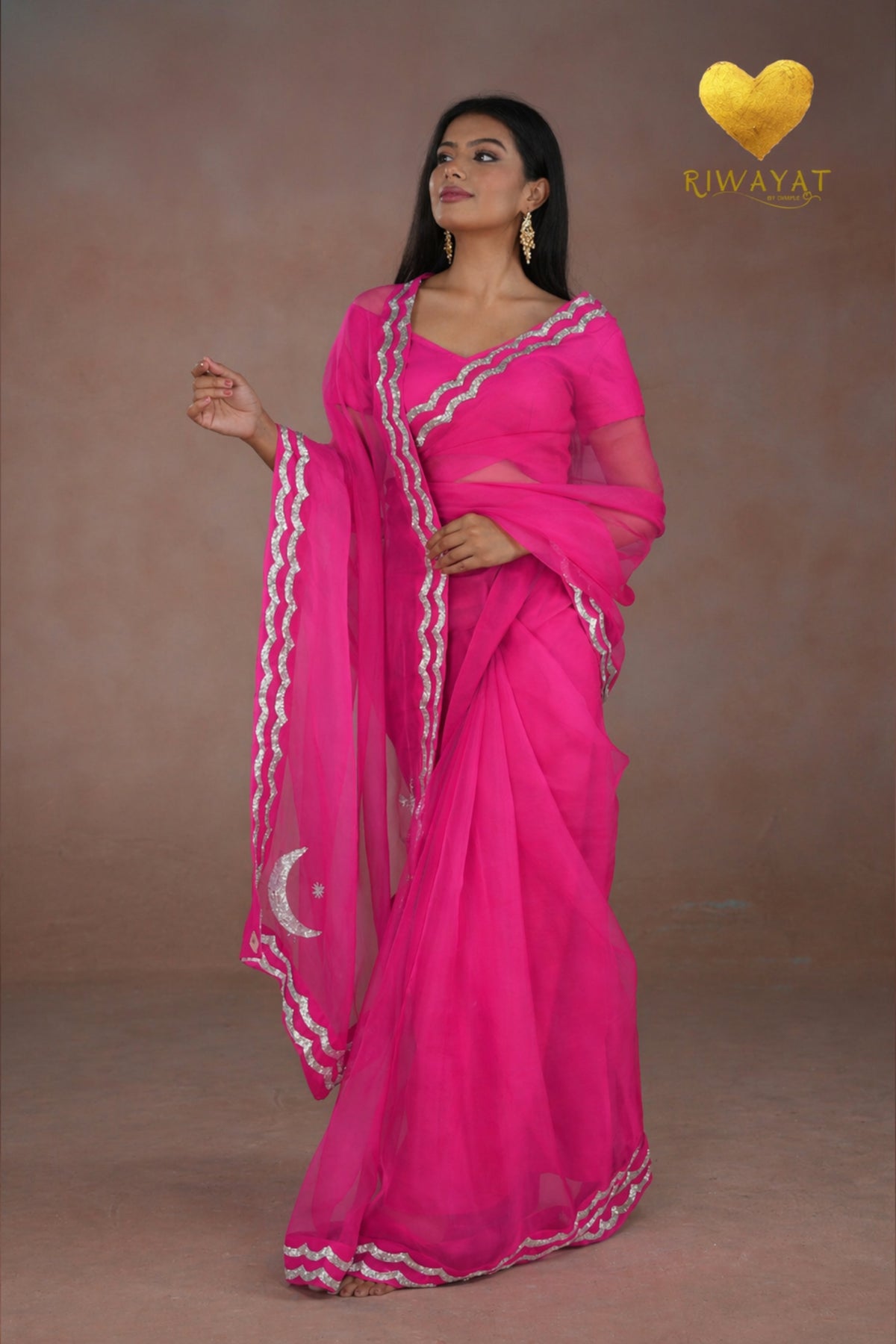 Silver & Gold Edge Saree