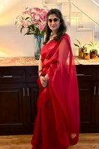 Burgundy Organza Saree