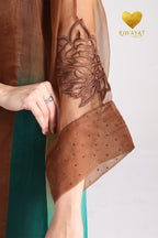 Yalla Habibi Burgundy Dress with Brown & Teal Ombré Jacket