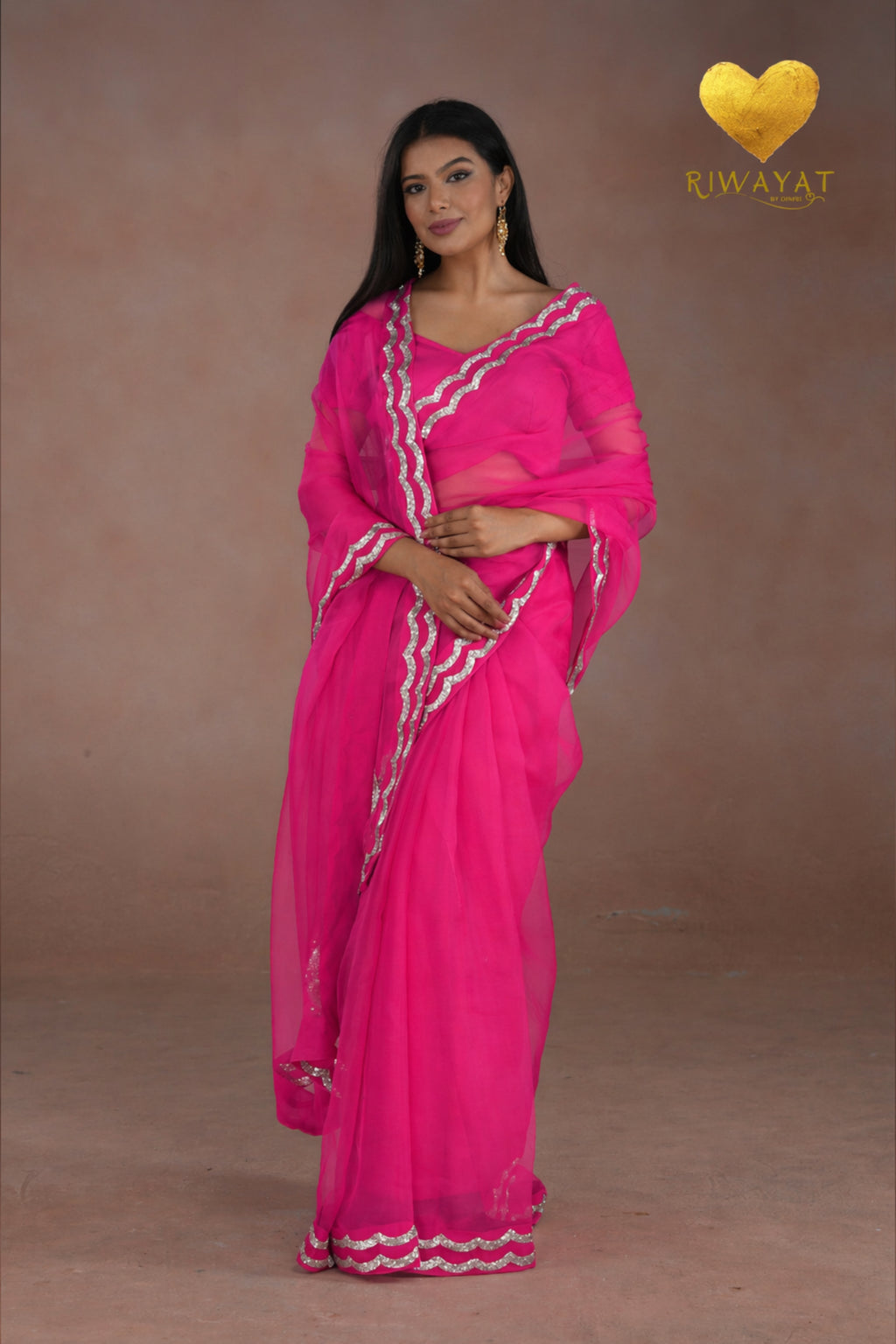 Silver & Gold Edge Saree