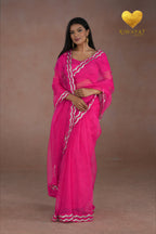 Silver & Gold Edge Saree