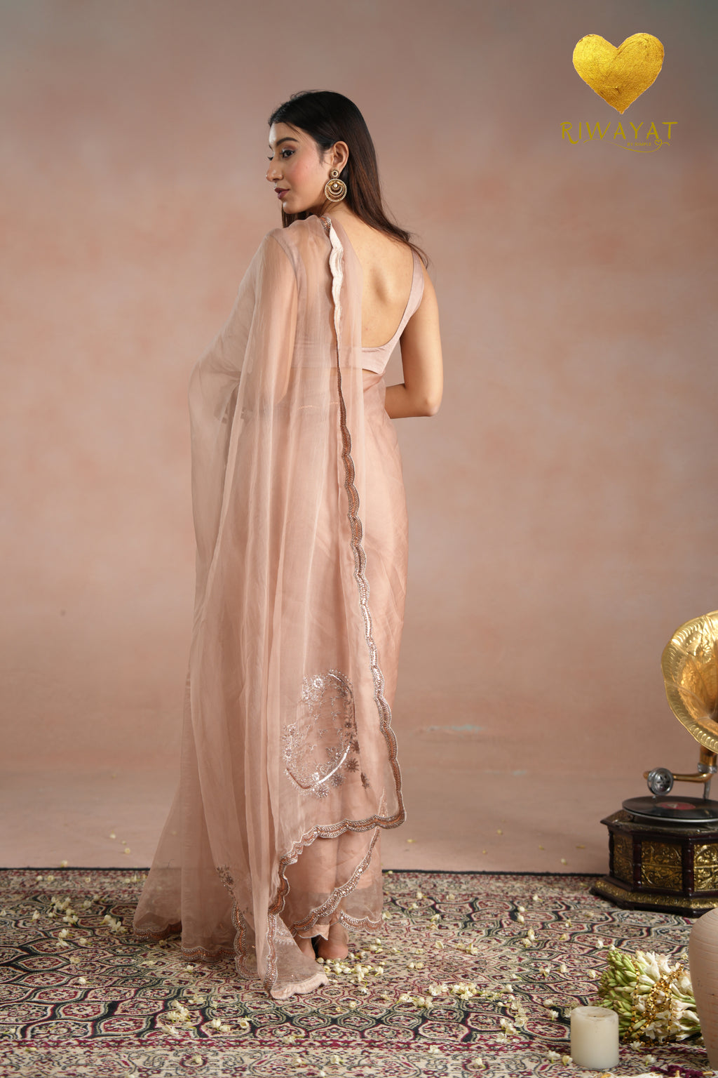 Dusty Blush Zari Saree