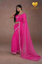 Silver & Gold Edge Saree