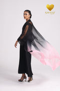 Yalla Habibi Black Dress with Pink Ombré Sheer Jacket