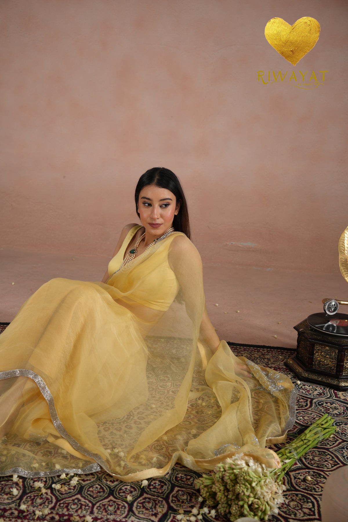 Butter Yellow Silver Cutdana Embroidered Organza Saree