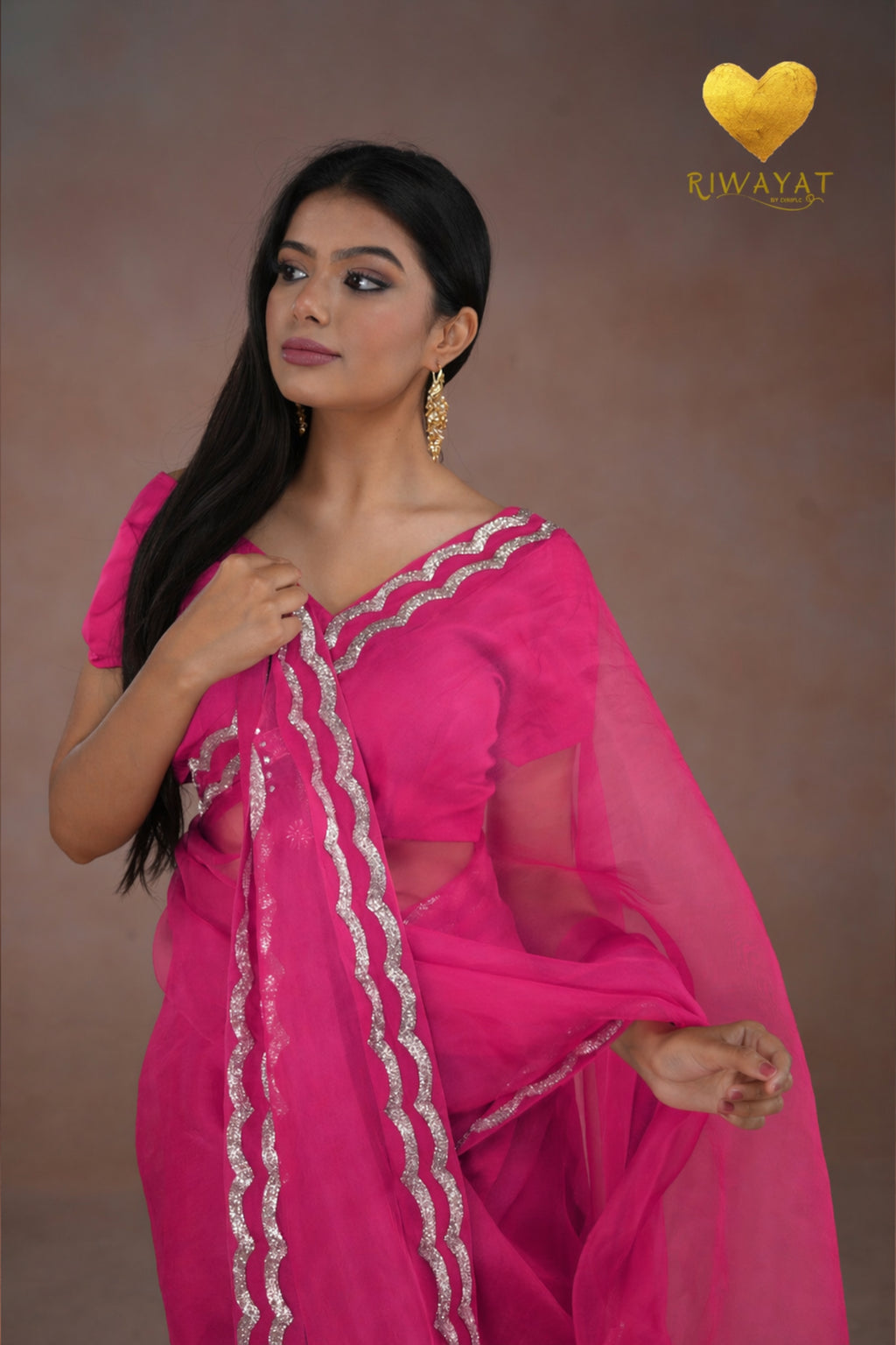 Silver & Gold Edge Saree