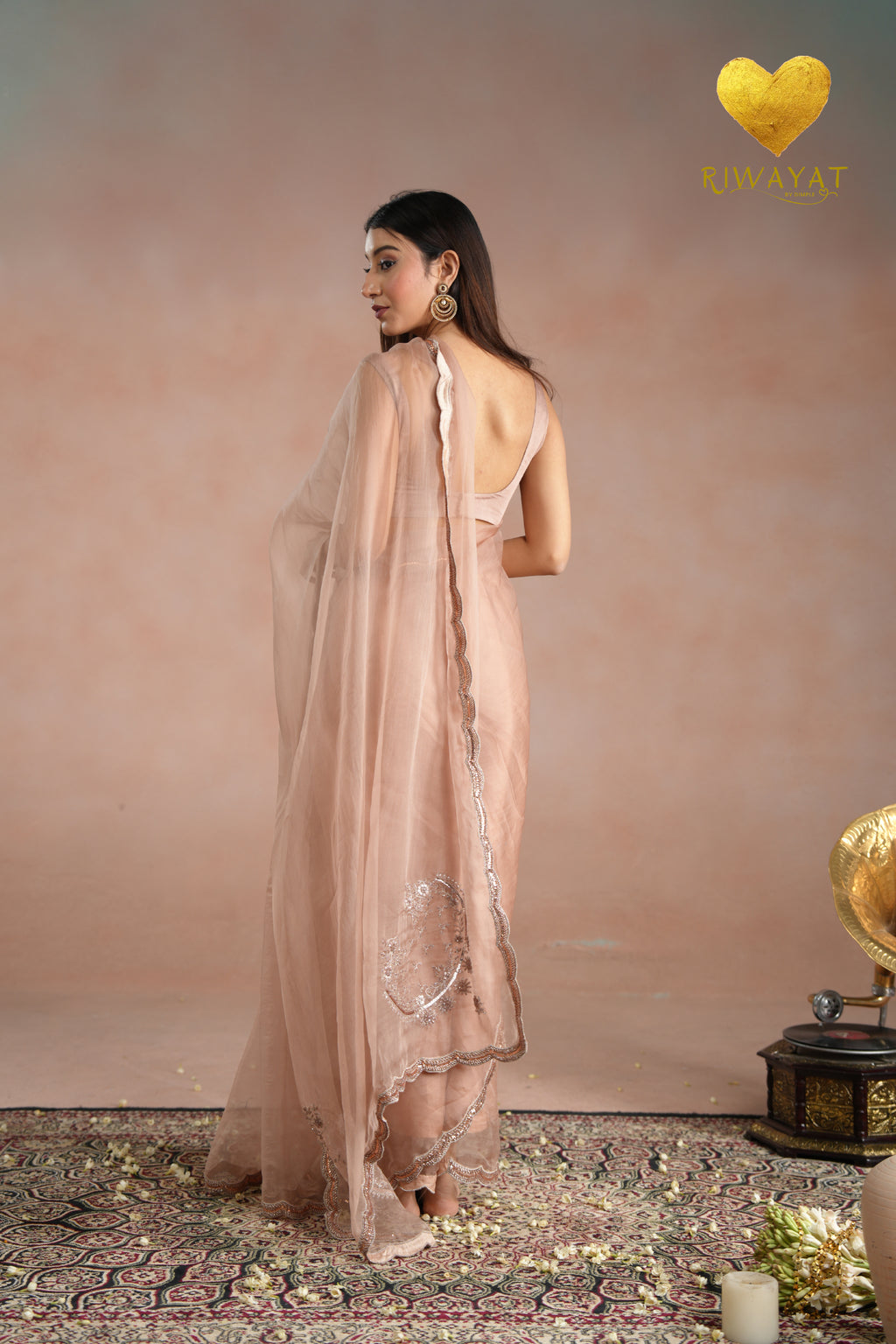 Dusty Blush Zari Saree