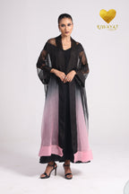 Yalla Habibi Black Dress with Pink Ombré Sheer Jacket