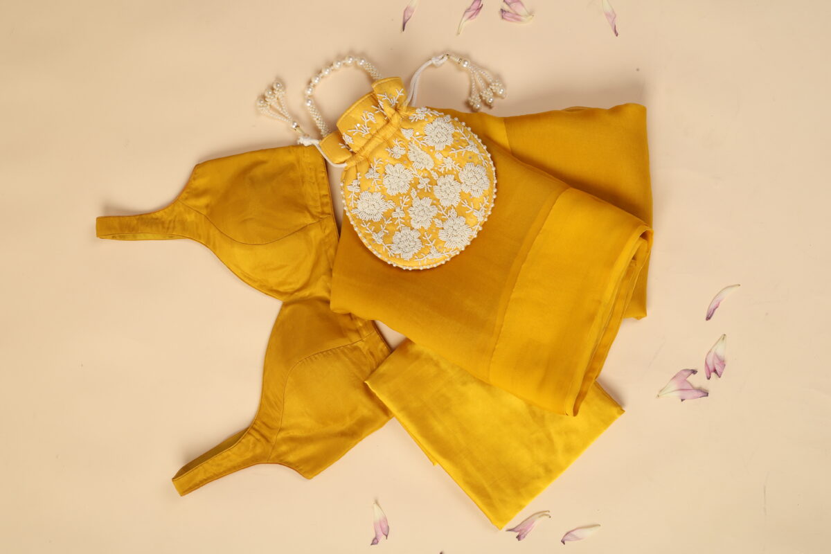 Yellow Organza Saree