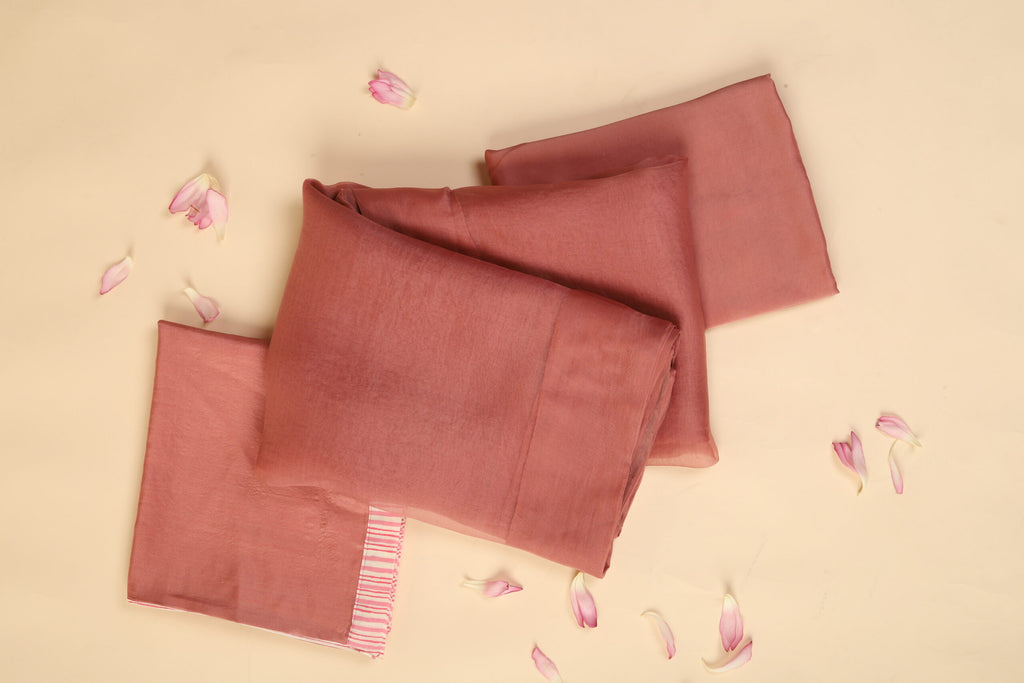 Dusty Pink Organza Saree