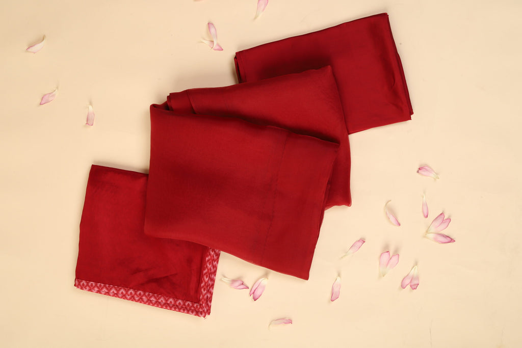 Burgundy Organza Saree