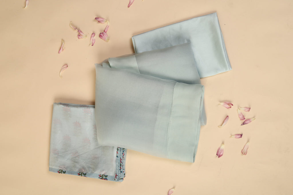 Pale Blue Organza Saree