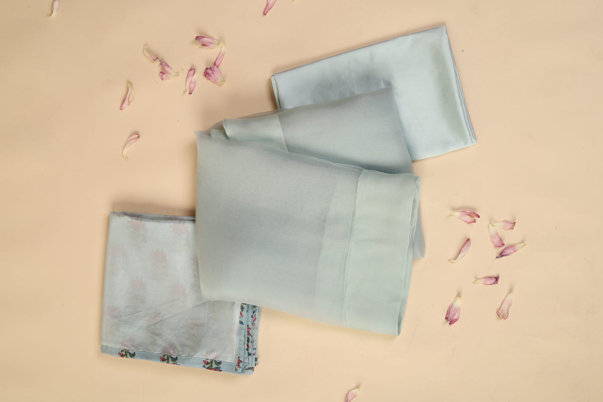 Pale Blue Organza Saree