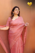 Dusty Pink Organza Saree