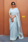 Pale Blue Organza Saree
