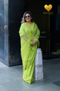 Neon Green Half & Half Saree
