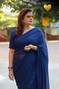 Navy Blue Chiffon Saree