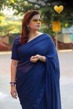 Navy Blue Chiffon Saree