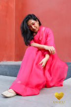 Hot Pink Organza Saree